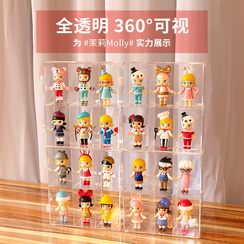 in stock Transparent Dustproof Handmade Blind Box Storage Display Stand Bubble Mate Display Cabinet Doll Lego Storage Box TAVEN System LLC
