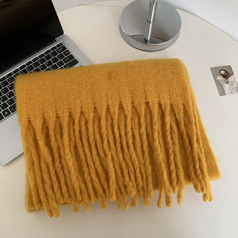 Solid Color Thickened and Extended Scarf for Women, 2026 Autumn and Winter New Korean Style, Versatile Winter Shawl for Students, Pink TAVEN System LLC