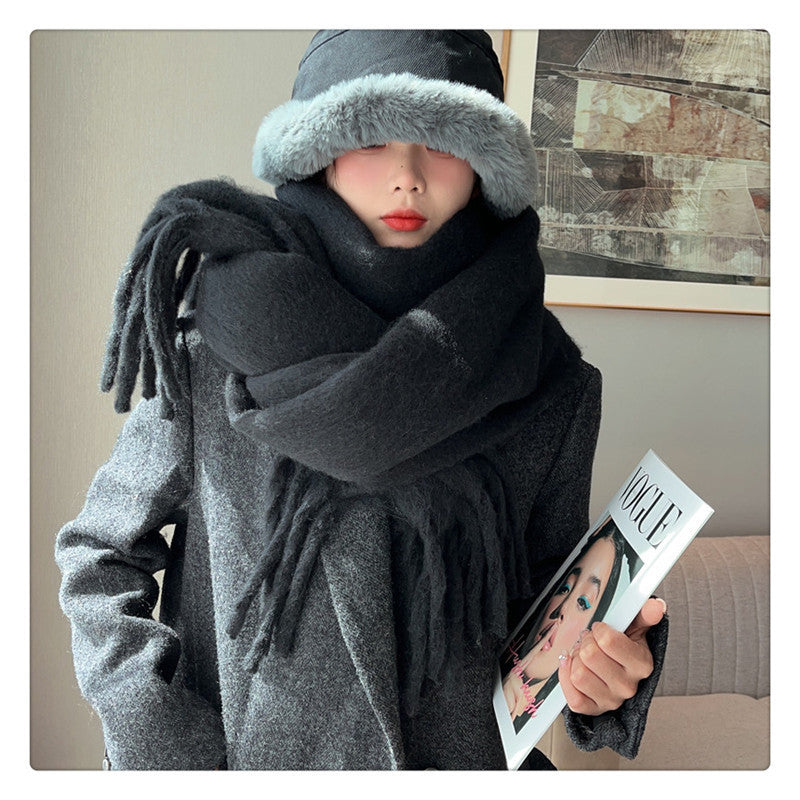 Solid Color Thickened and Extended Scarf for Women, 2026 Autumn and Winter New Korean Style, Versatile Winter Shawl for Students, Pink TAVEN System LLC