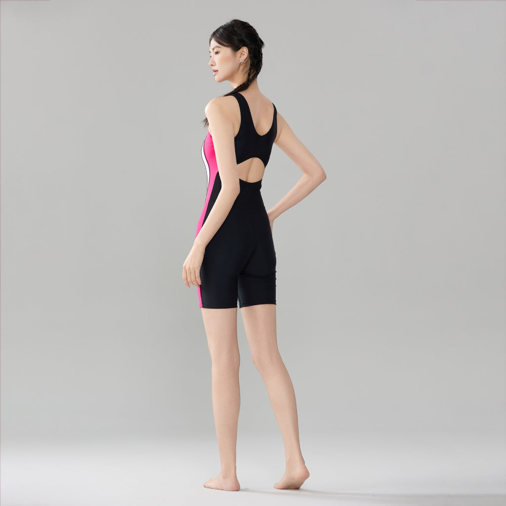 Noqi 2025 new women's sports swimsuit fashion color matching vest boxer swimming trunks plus size hot spring quick-drying swimsuit TAVEN System LLC