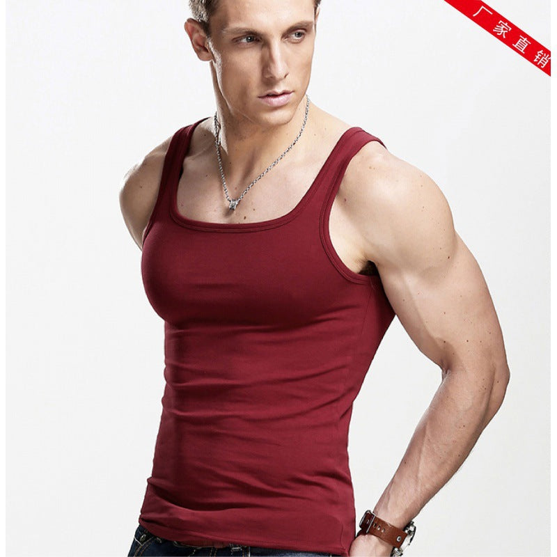 Men's Square Collar Cotton Vest Men's Summer Fitness Tight-fit Sports Base Square Collar Vest Men's Slim-fit Vest Wholesale TAVEN System LLC