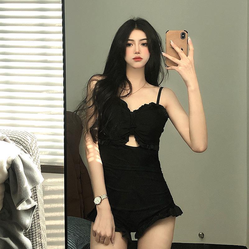 Swimsuit Women's One-Piece Sexy 2025 New Korean Ins Swimsuit Conservative Belly-Covering Slimming Look Small Breasts Fairy Gathered Summer TAVEN System LLC