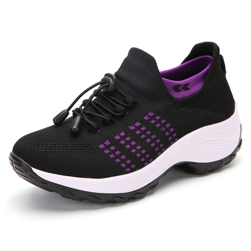2025 Cross-Border New Large-Size Fly-Knit Mesh Shoes Trendy Mom Shoes Fashionable Sock Shoes Breathable Sports Women's Shoes TAVEN System LLC