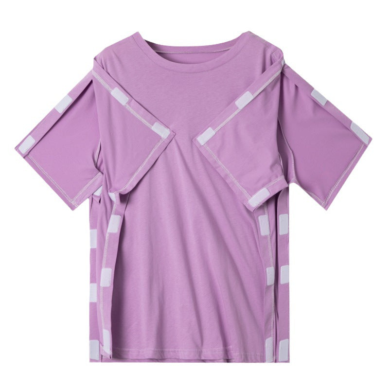 Summer patient care clothing easy to put on and take off hospital gown short sleeve cotton middle-aged and elderly medical clothing fracture clothing wholesale TAVEN System LLC