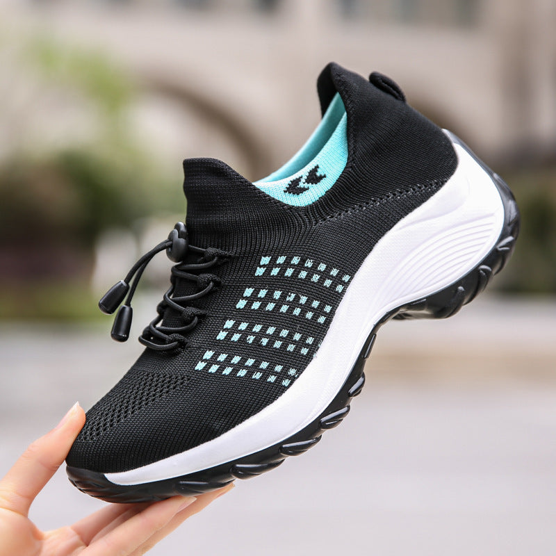 2025 Cross-Border New Large-Size Fly-Knit Mesh Shoes Trendy Mom Shoes Fashionable Sock Shoes Breathable Sports Women's Shoes TAVEN System LLC
