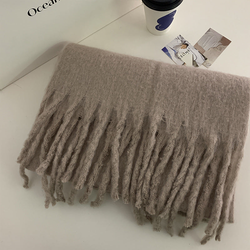 Solid Color Thickened and Extended Scarf for Women, 2026 Autumn and Winter New Korean Style, Versatile Winter Shawl for Students, Pink TAVEN System LLC