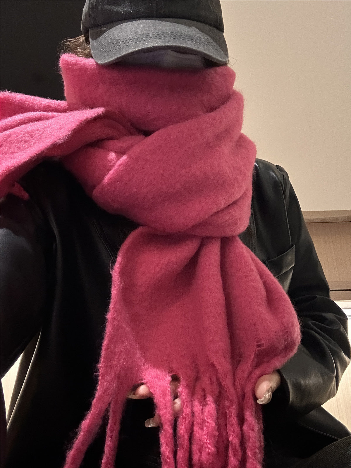 Solid Color Thickened and Extended Scarf for Women, 2026 Autumn and Winter New Korean Style, Versatile Winter Shawl for Students, Pink TAVEN System LLC
