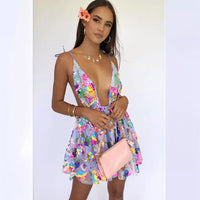 2023 Export Cross-Border Hot Selling Amazon Hot Selling Sexy Deep V Backless Sequined Floral Lace Women's Sexy Short Clothing TAVEN System LLC