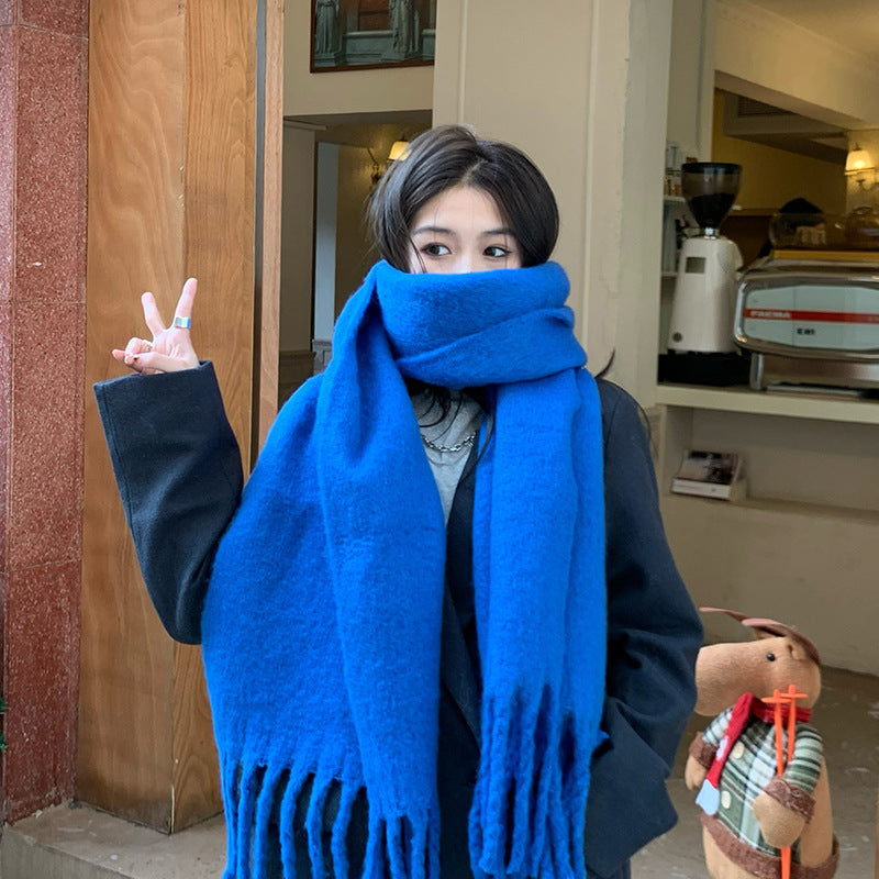 Solid Color Thickened and Extended Scarf for Women, 2026 Autumn and Winter New Korean Style, Versatile Winter Shawl for Students, Pink TAVEN System LLC