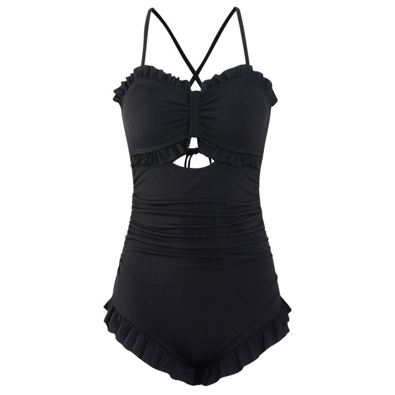 Swimsuit Women's One-Piece Sexy 2025 New Korean Ins Swimsuit Conservative Belly-Covering Slimming Look Small Breasts Fairy Gathered Summer TAVEN System LLC