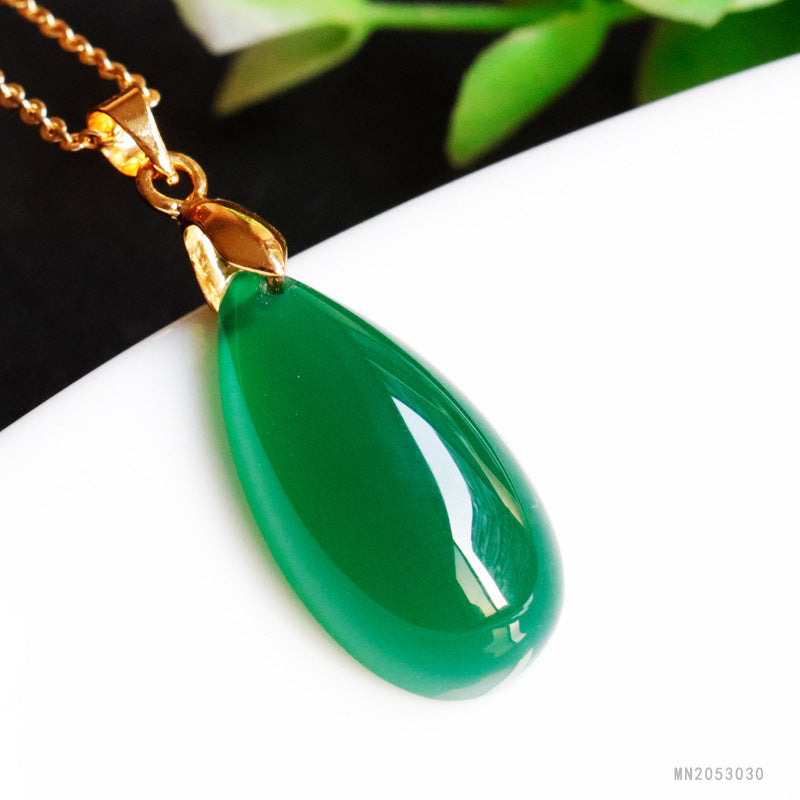 Jadeite Green Chalcedony Pendant Agate Water Drop Necklace Jade Jewelry Factory Wholesale Dropshipping S2053030 TAVEN System LLC