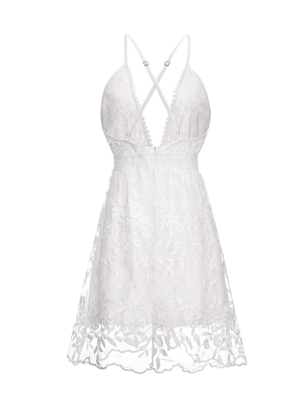 Cross-Border 2023 Summer New European and American Sexy Deep V Neck Backless Suspender Dress Amazon Lace Beach Dress TAVEN System LLC