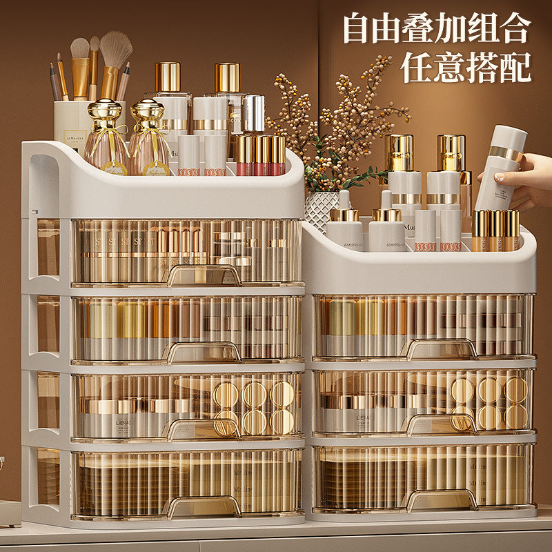 Cosmetics Storage Box Sundries Desktop Fit Box Perfume Skin Care Products Storage Rack Dressing Table Large Capacity Storage Cabinet TAVEN System LLC