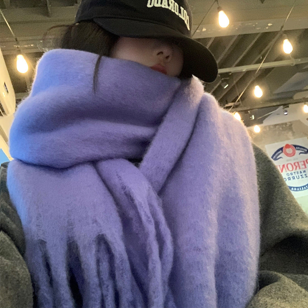 Solid Color Thickened and Extended Scarf for Women, 2026 Autumn and Winter New Korean Style, Versatile Winter Shawl for Students, Pink TAVEN System LLC