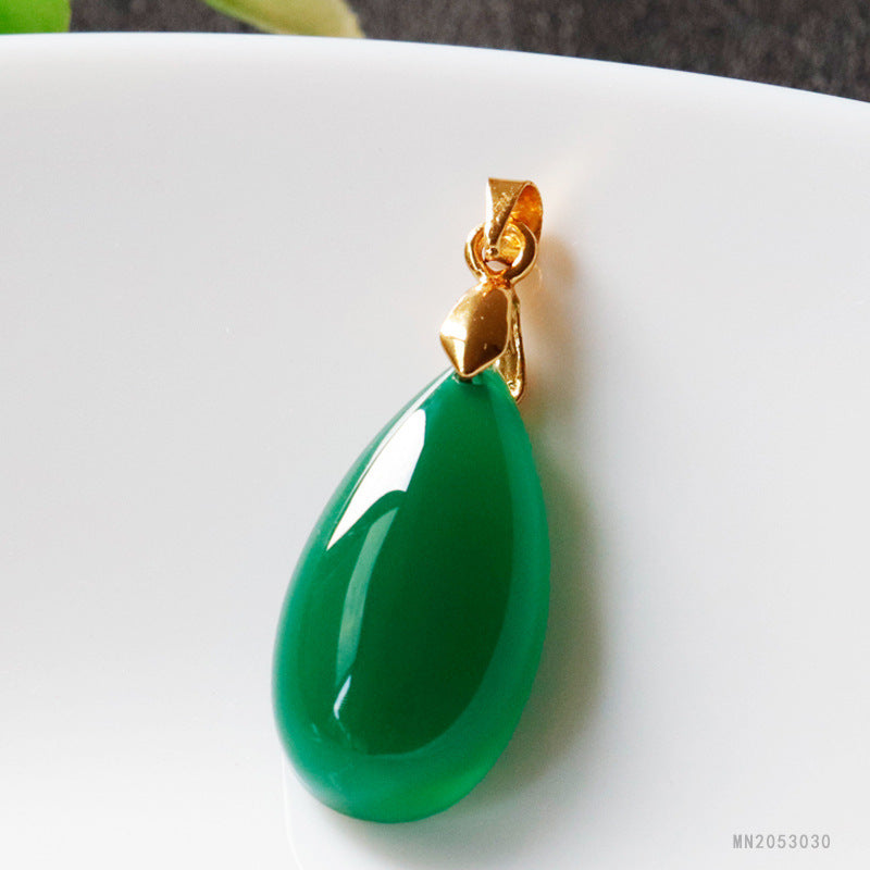 Jadeite Green Chalcedony Pendant Agate Water Drop Necklace Jade Jewelry Factory Wholesale Dropshipping S2053030 TAVEN System LLC