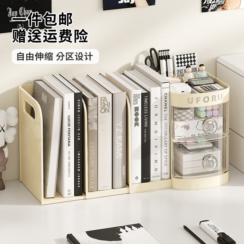 Book Rack Desktop Retractable Storage Rack Student Desk Book Office Desk Document Arrangement Drawer Type Storage Box TAVEN System LLC