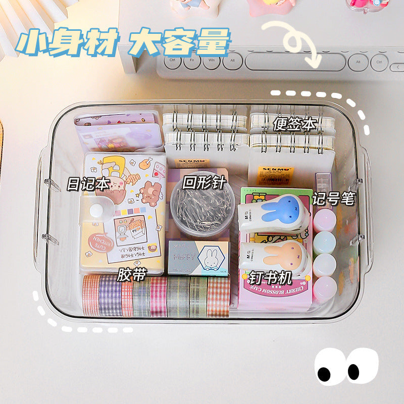 Transparent Desktop Storage Box with Lid Simple Dormitory Student Stationery Cosmetics Storage Organize Storage Box TAVEN System LLC