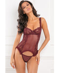 Rene Rofe Grand Finale 2 pc Ruffle Teddy Burgundy M/L Taven
