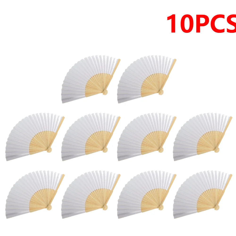 50/1pcs DIY Paper Bamboo Folding FanAdults Kid Hand Fans Calligraphy Painting Practice Blank White Fan for Wedding Room Decor TAVEN System LLC