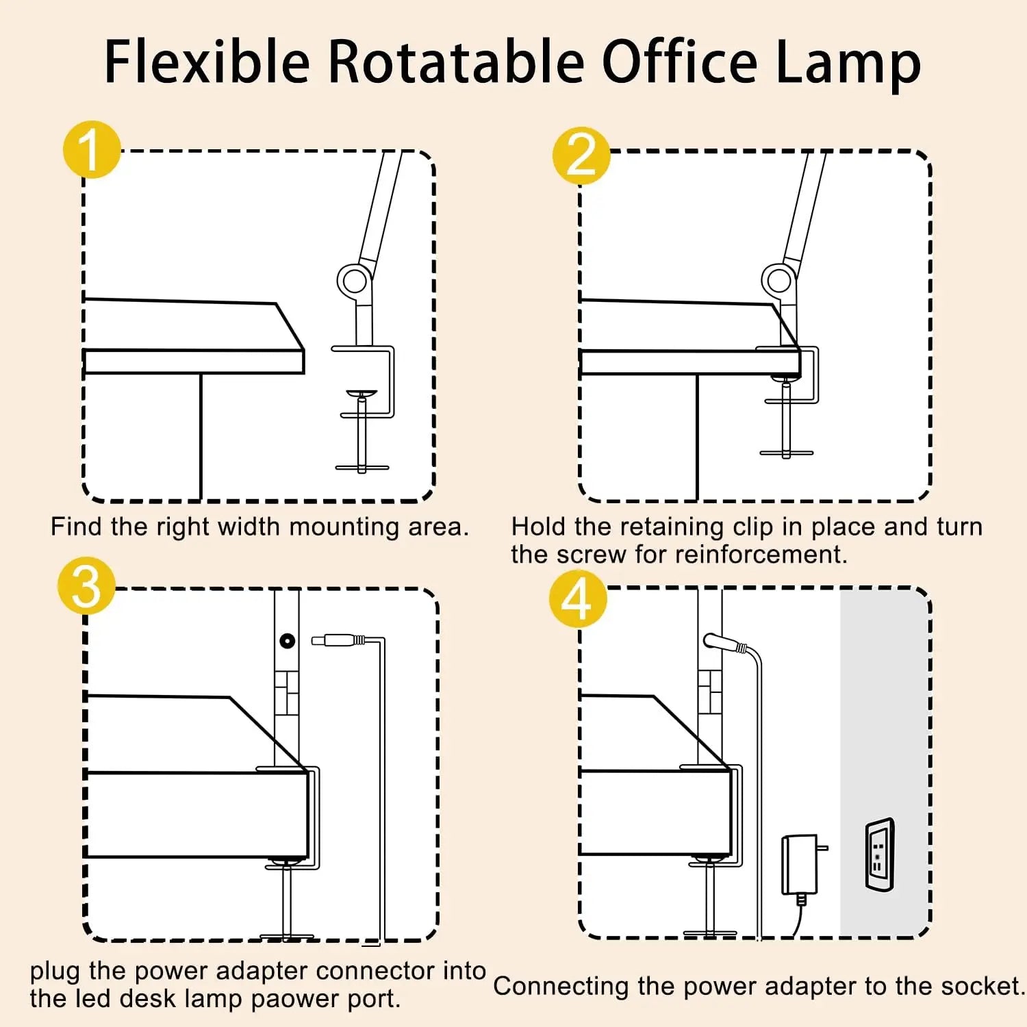LED Desk Lamp with Clamp Flexible 4 sections Swing Arm Three light sources desk light, 4 Color Modes & 5 Brightness TAVEN System LLC
