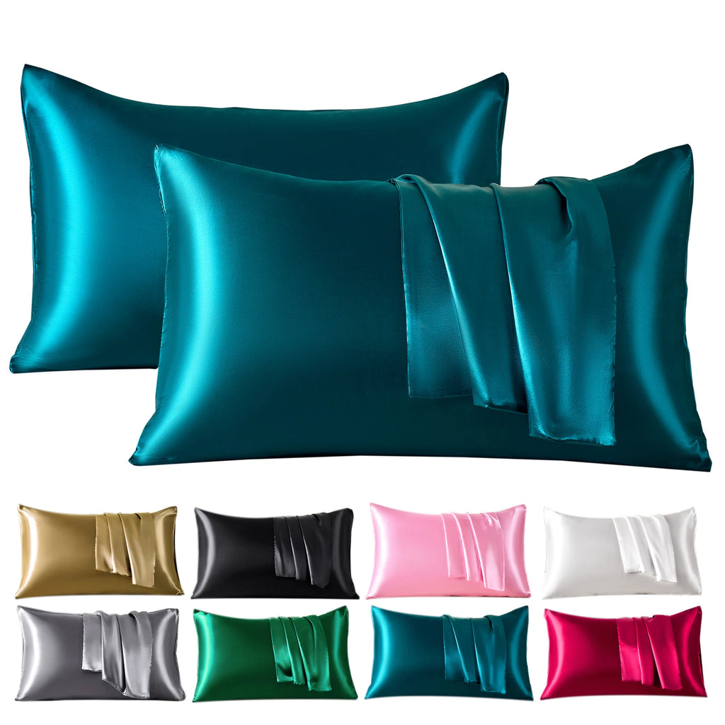 2pcs Satin Pillowcase for Skin and Hair, Satin Pillow Cases Set of 2 Soft Breathable Smooth Cooling Pillow Covers for Sleeping TAVEN System LLC
