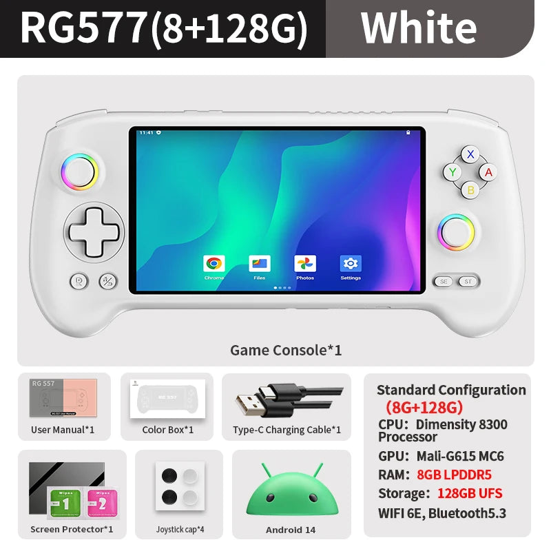 ANBERNIC RG557 Handheld Game Console 5.48" AMOLED Screen Dimensity 8300 Android Retro Video Player Supports FOTA WIFI Streaming TAVEN System LLC