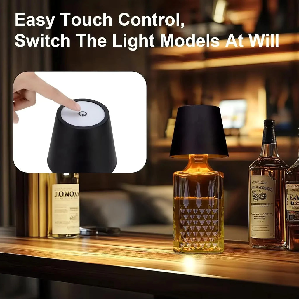 Wireless LED Wine Bottle Light Rechargeable Vases Table Lamp Touch Switch Night Light for Cafe Bar Club Restaurant Decor TAVEN System LLC