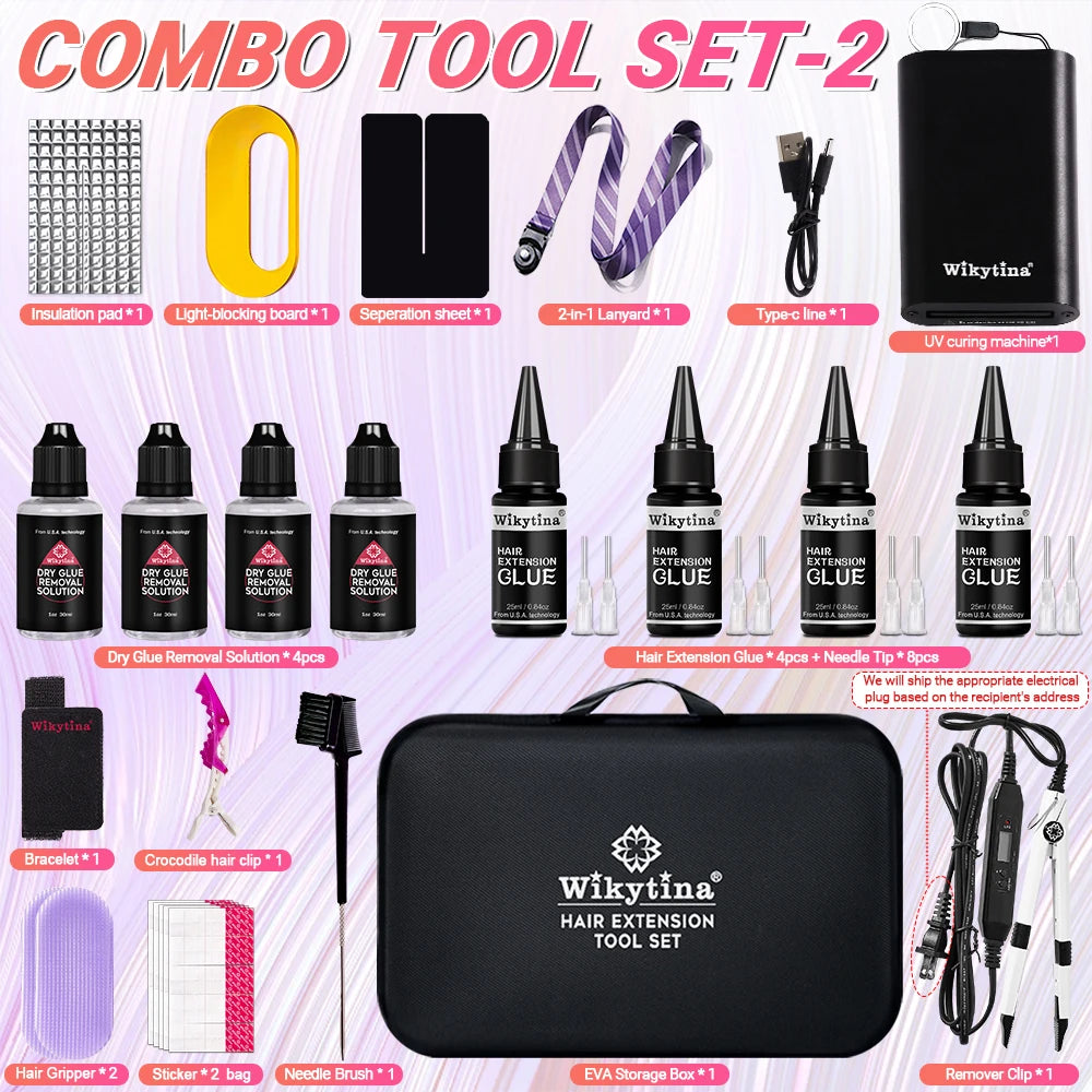 Professional UV Light Hair Extension Tool Kit