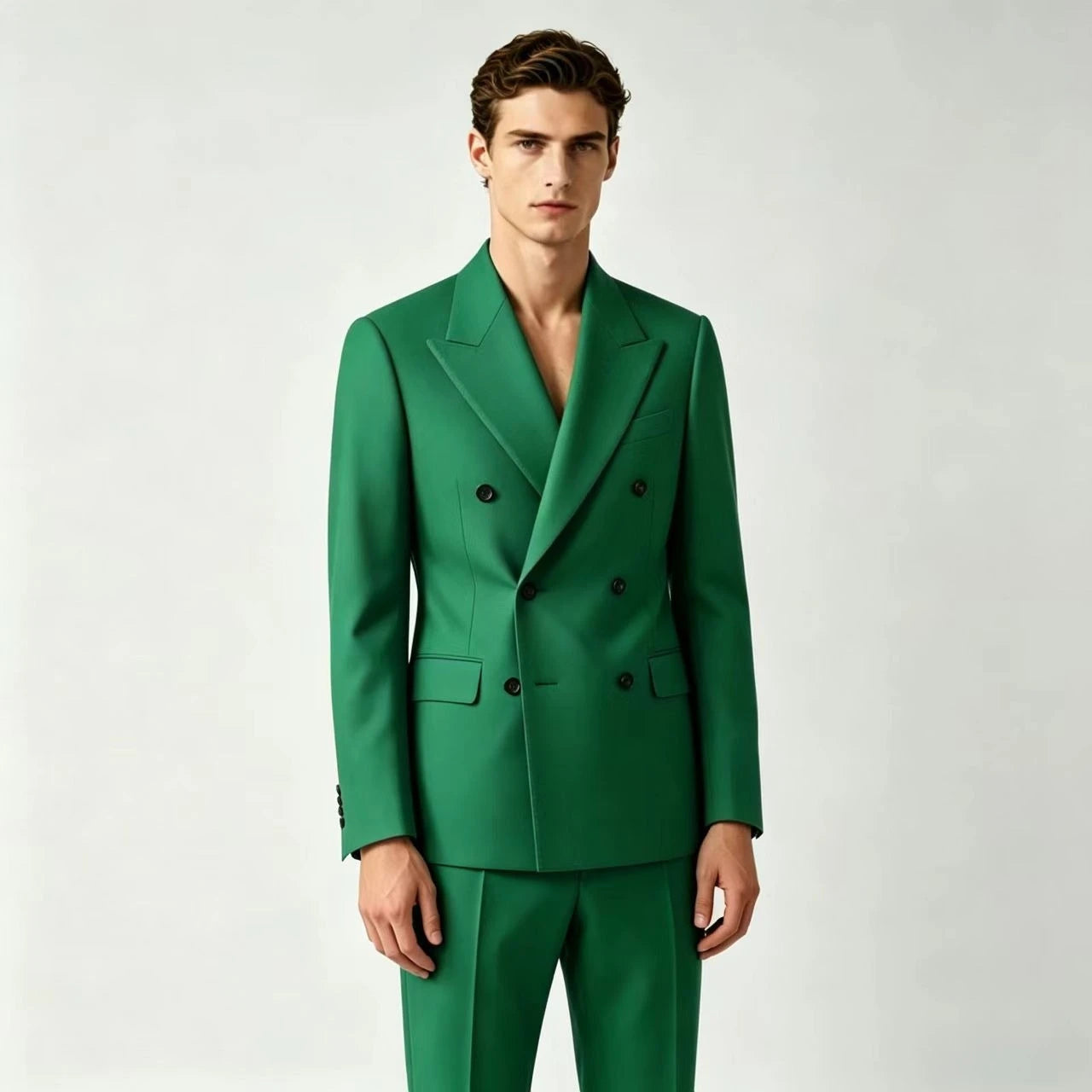 Men Double Breasted Wedding Suit Slim Fit 2 Piece Formal Blazer Set TAVEN System LLC