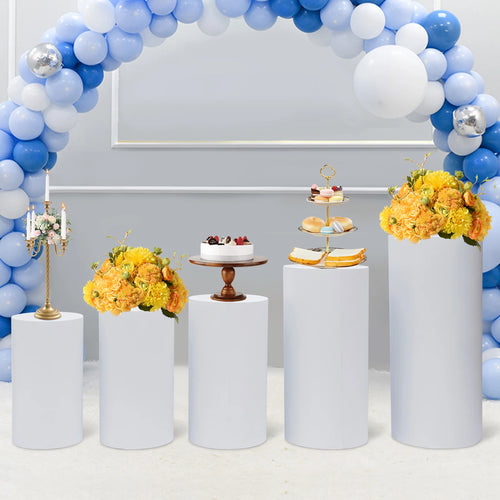 5/3Pcs Round Cylinder Pedestal Stand Freestanding Metal Cylinder Pedestal Wedding Birthday Party Cake Flower Display Pillars TAVEN System LLC