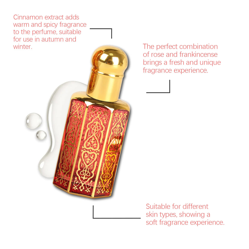 Roxelis 12ml Arabian Style Fragrance Rose Elegant Natural Fresh Light Fragrance Lasting Fragrance Portable Charm Fragrance TAVEN System LLC