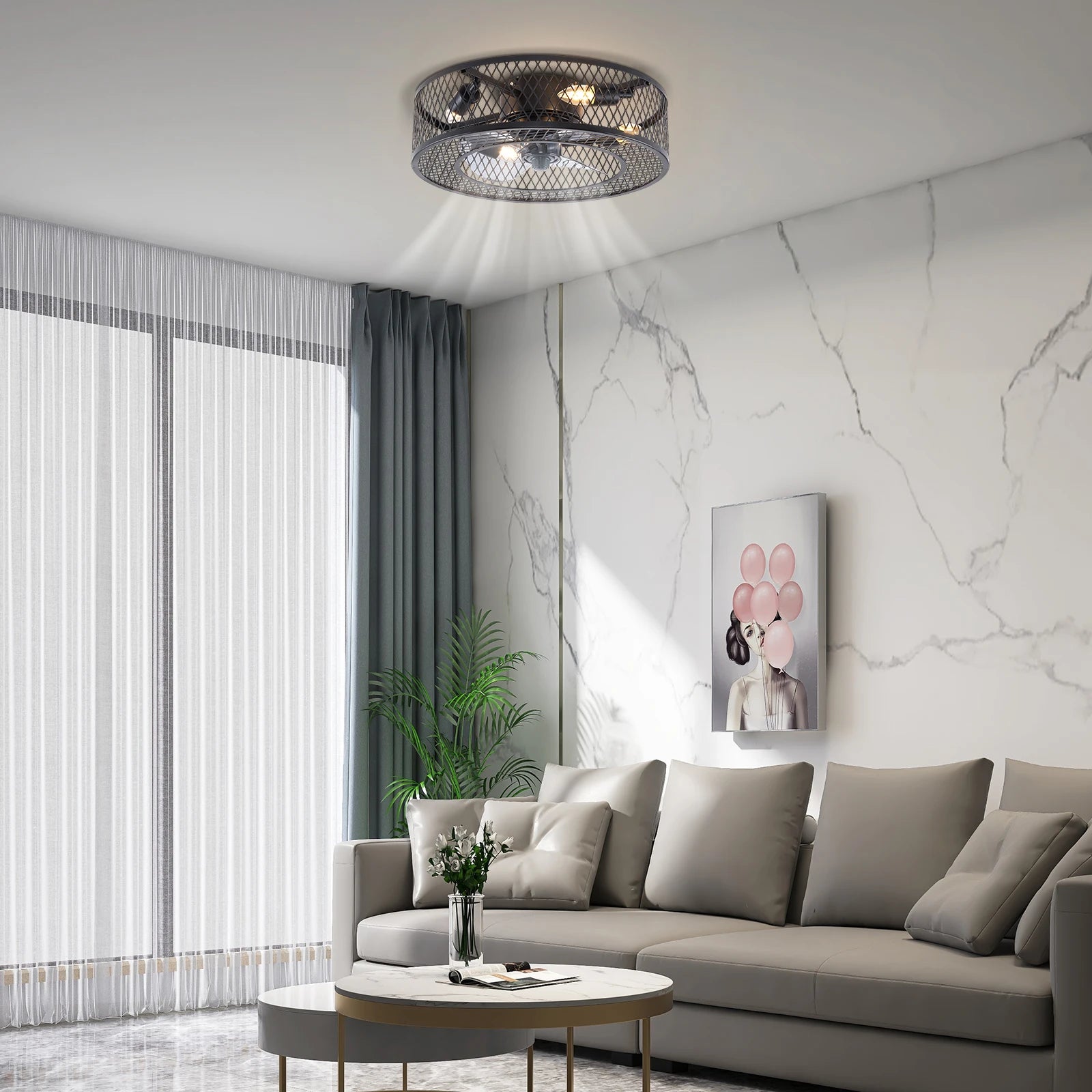 18 Inch Fan Pendant Light Black - Without Light Source E27 * 4 for Living Rooms, Restaurants, Bedrooms Foyers, Farmhouses, Bars TAVEN System LLC