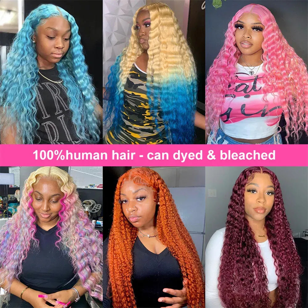 Color: #1, Ships From: CHINA, Stretched Length: 28inches, Density: 180% - 613 Blonde Curly glueless 13x6 Transparent Hd lace front wig Deep Wave human hair 36 inch Brazilian wig pre plucked for women Taven