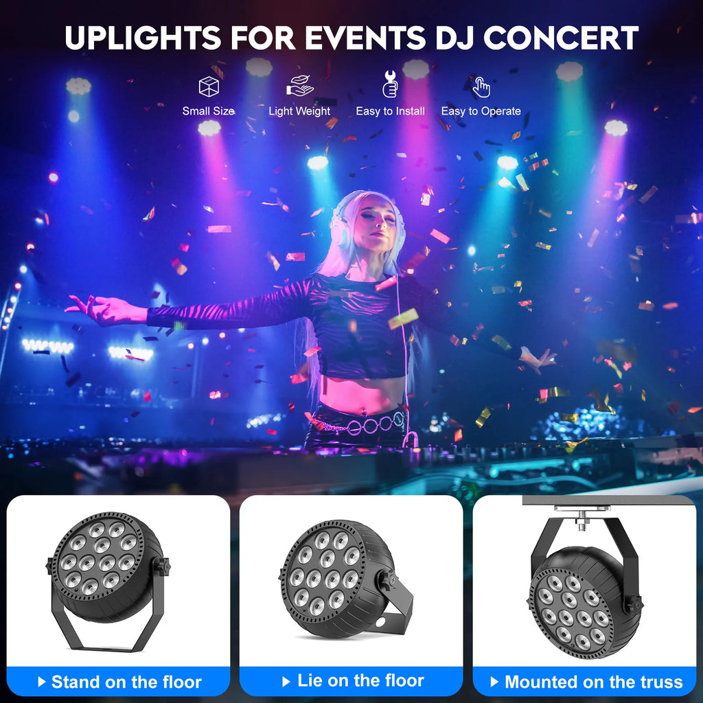 Somspot 1/2/4PCS LED Par Light RGB DJ Disco Party Lights Stage Effect Lighting Projector for Concert Church Wedding Theater TAVEN System LLC