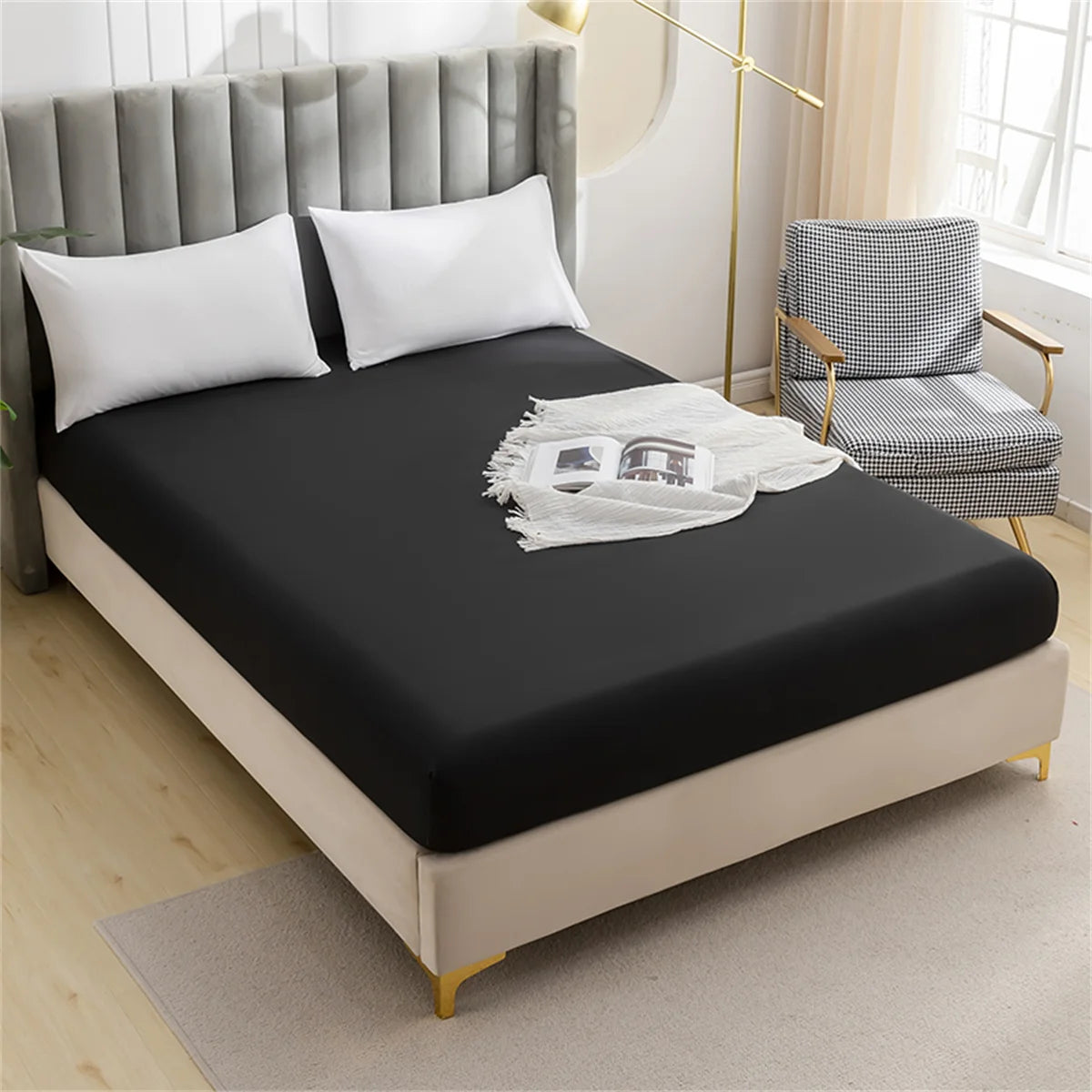 Kuup Safe Waterproof Mattress Protector Soft Comfortable Breathable Solid Color Fitted Bedding Cover No Pillowcases Included TAVEN System LLC