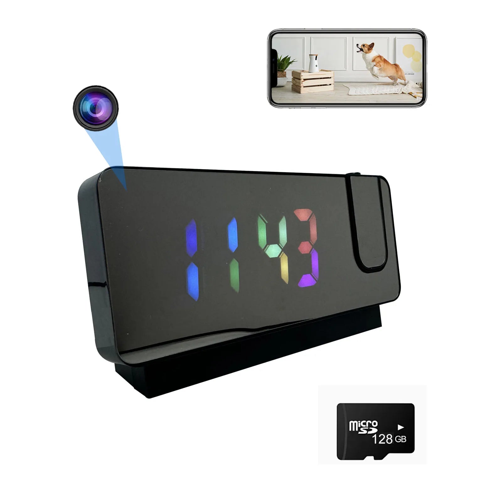 4K Ultra HD Projection Alarm Clock Camera with Wi-Fi, Motion Detection, Remote Viewing, Recording, Nanny Cam for Indoor Security TAVEN System LLC