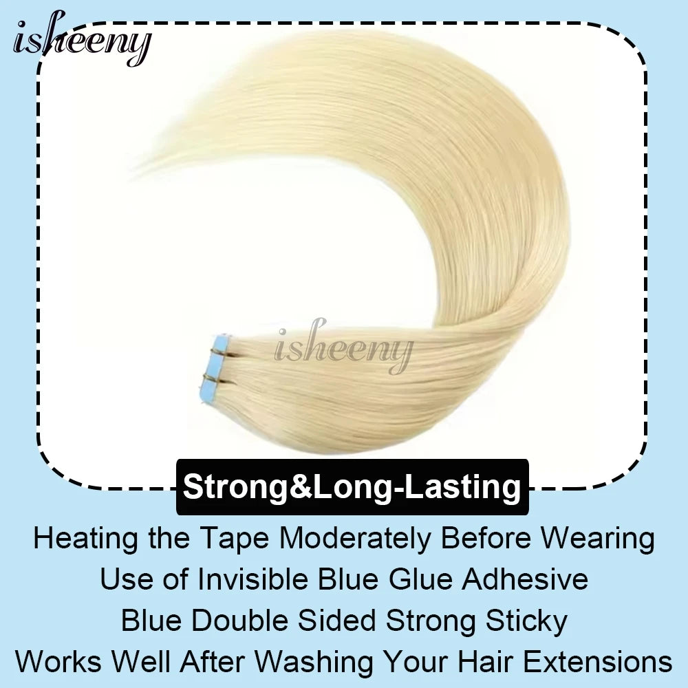 Blonde Invisible Tape In Human Hair Extensions Straight TAVEN System LLC