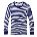 Men Striped Long Sleeve Sailor T-Shirt Retro Navy Round Neck Top