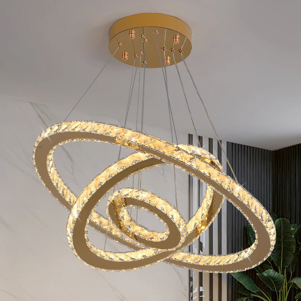 Crystal Pendant Light Living Room Remote Control Gold Chrome Lustre Ceiling Chandeilers Lamp for Bedroom Home Decoration Luminai TAVEN System LLC