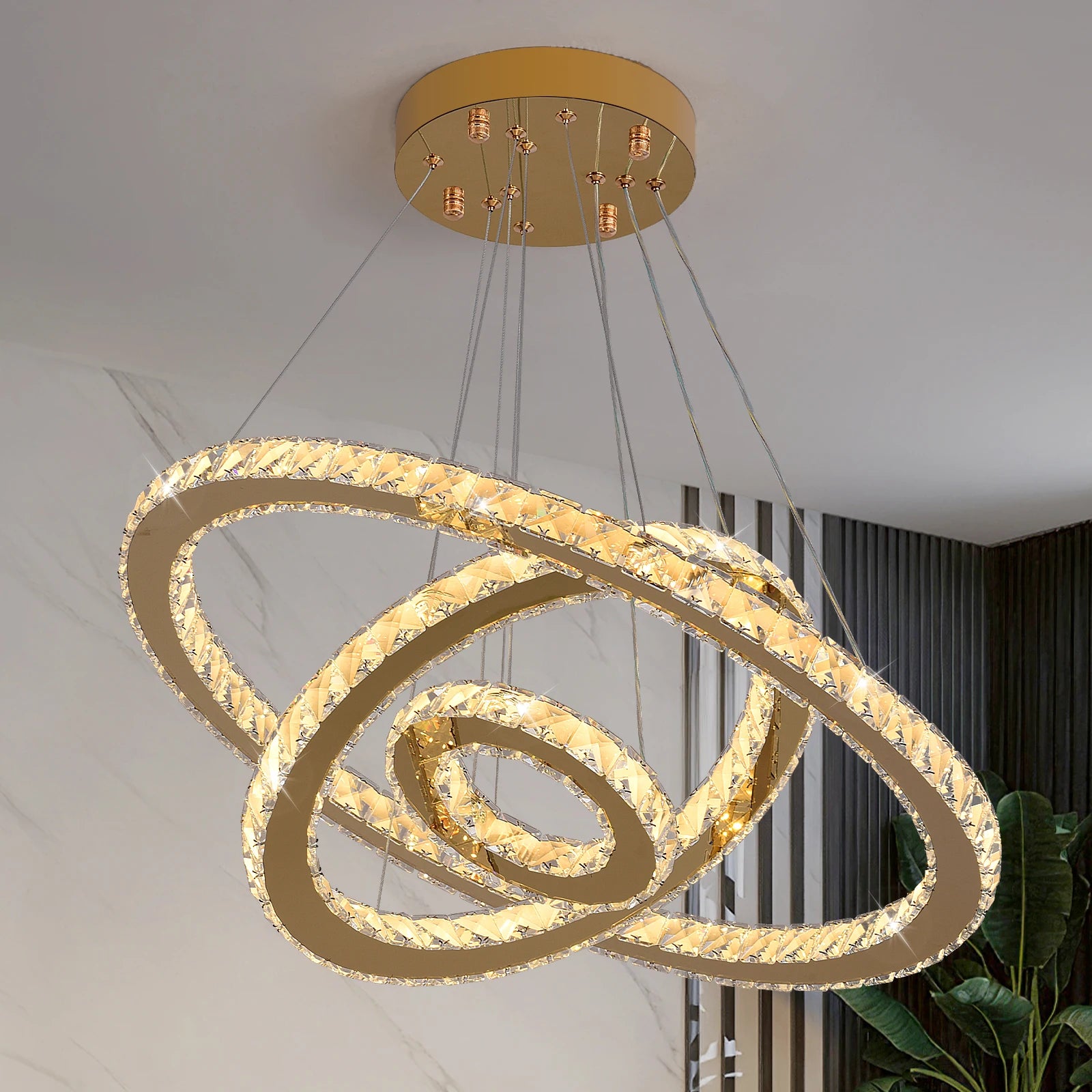 Crystal Pendant Light Living Room Remote Control Gold Chrome Lustre Ceiling Chandeilers Lamp for Bedroom Home Decoration Luminai TAVEN System LLC