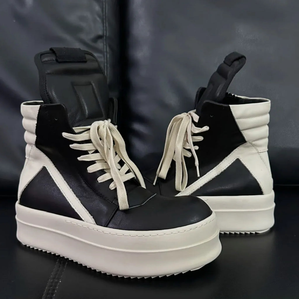 Ro Classic Designer Men Shoe Women Sneaker Full Black Leather Ankle Boot  High Top Casual Shoes Zipper 6cm Thick Sole Boots TAVEN System LLC
