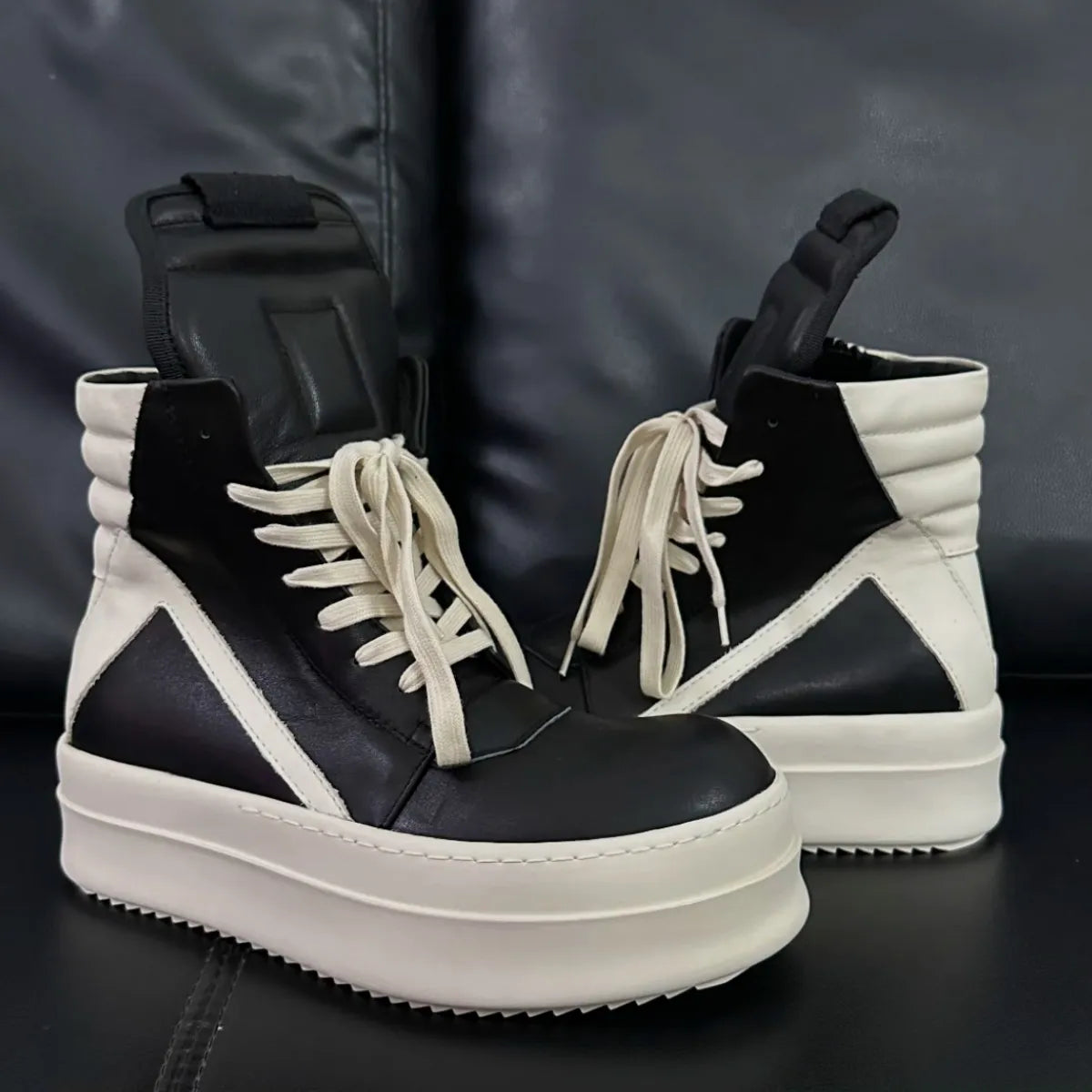 Ro Classic Designer Men Shoe Women Sneaker Full Black Leather Ankle Boot  High Top Casual Shoes Zipper 6cm Thick Sole Boots TAVEN System LLC