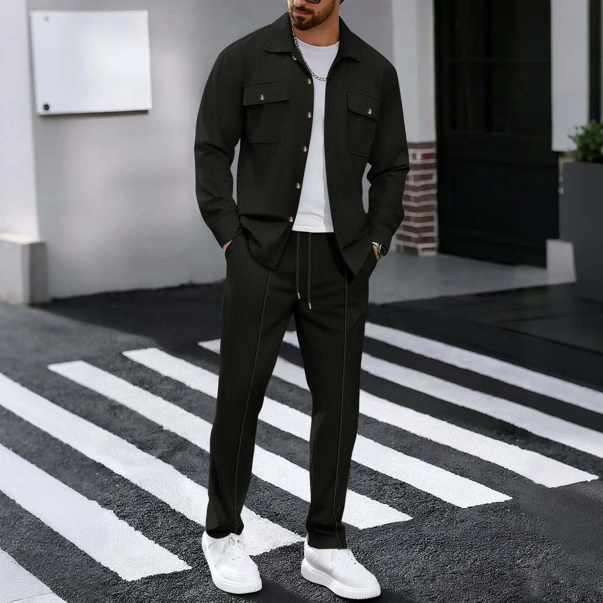 Tracksuit Set Long Sleeve Workwear Cardigan Pants TAVEN System LLC