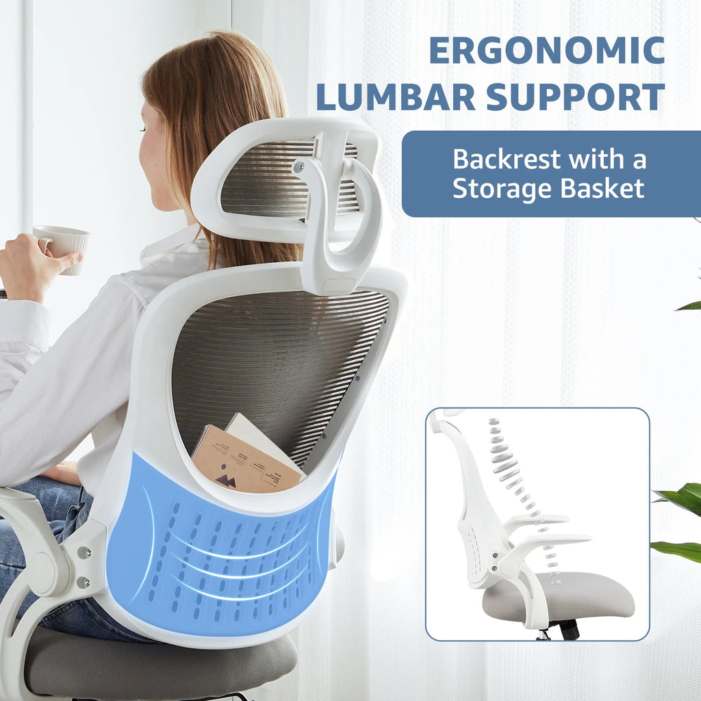 JHK Ergonomic Mesh Office Chair with Headrest and Flip-Up Arms TAVEN System LLC