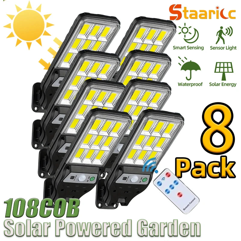 LED Solar Outdoor Wall Lights with Motion Sensor, 3 Lighting Modes IP65 Waterproof, Remote Control Solar Security Lamp TAVEN System LLC