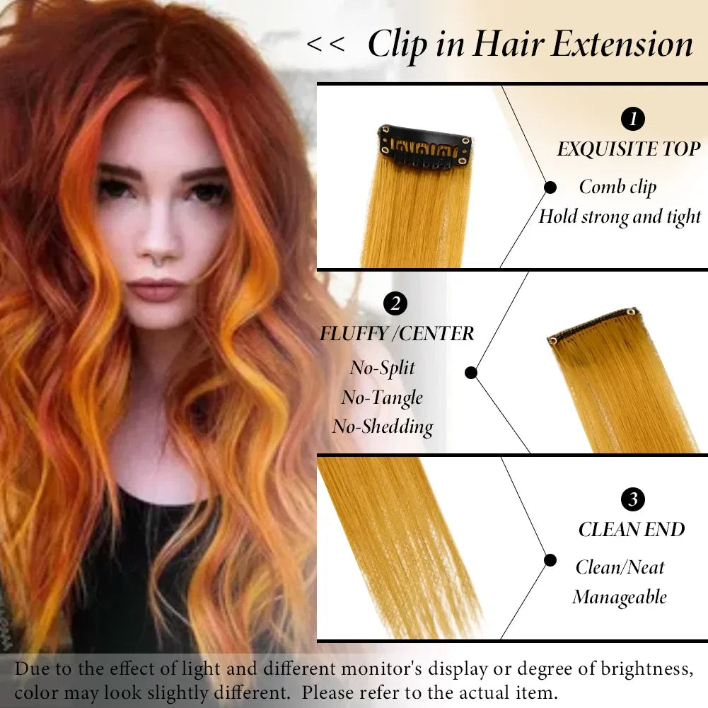 Color: T1/35, Stretched Length: 22inches, Ships From: CHINA - Synthetic 10 Pcs Straight Hair Extensions Clip in Hairpieces 22 Inch Hightlight Colorful Hair for Women Party Cosplay Gifts Taven