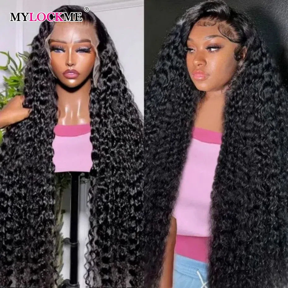 Color: #1B, Ships From: CHINA, Stretched Length: 32inches, Density: 150% - 13x4 13x6 Deep Wave HD Lace Front Wigs for Women Pre Plucked Brazilian 4x4 Lace Closure Human Hair Wig Curly Lace Frontal Wigs Taven