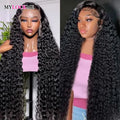 Color: #1B, Ships From: CHINA, Stretched Length: 32inches, Density: 150% - 13x4 13x6 Deep Wave HD Lace Front Wigs for Women Pre Plucked Brazilian 4x4 Lace Closure Human Hair Wig Curly Lace Frontal Wigs Taven