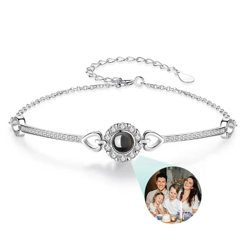 Custom Bracelet With Picture Inside Personalized Stainless Photo Projection Box Chain Bracelet Anniversary Memorial Jewelry Gift TAVEN System LLC