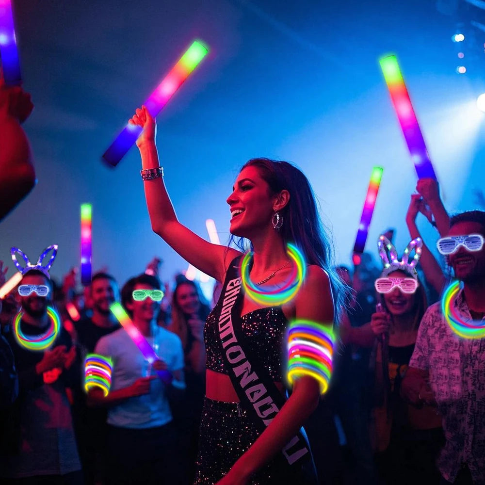168pcs/Set Glow Party Kit, including 12 LED Glasses, 16 Foam Glow Sticks, 40 Finger Lights, 100 Glow Sticks, suitable for weddin TAVEN System LLC